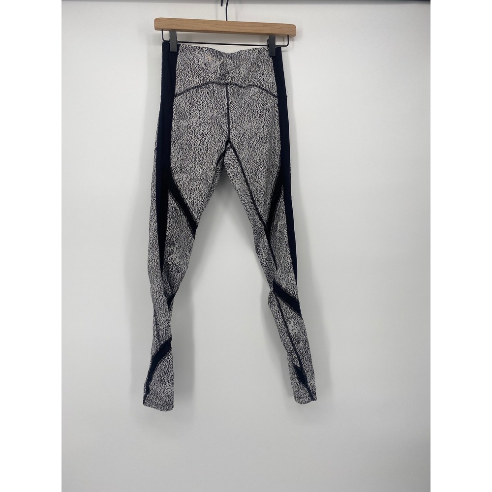 Avia High Rise Mesh Panel Leggings Womens XS Black White Space Dye Yoga Pants